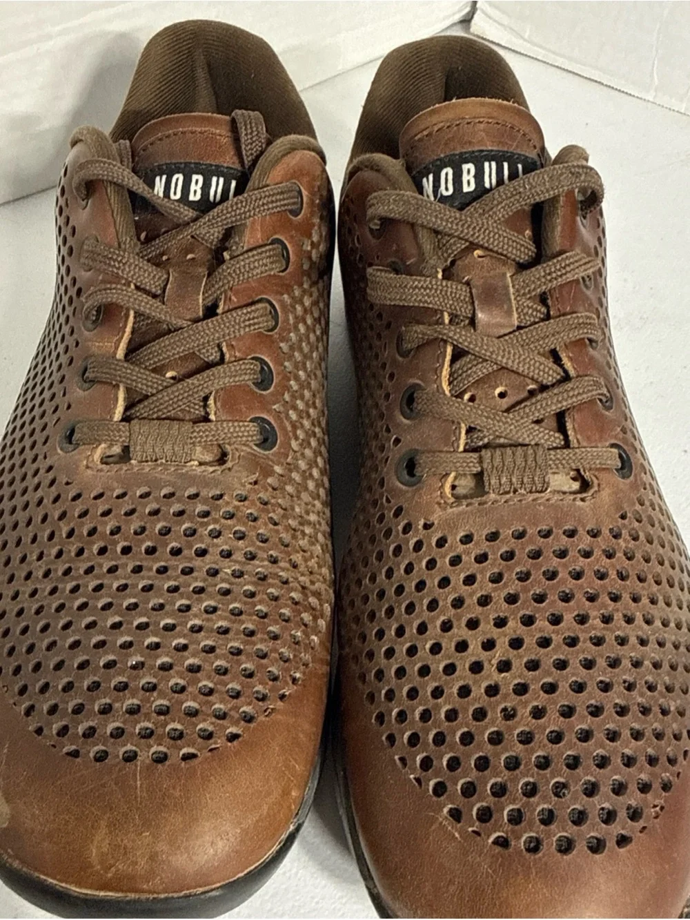 NOBULL Brown Perforated Leather Trainer